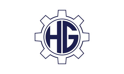 HG initial letter mechanical circle logo design vector template. industrial, engineering, servicing, word mark, letter mark, monogram, construction, business, company, corporate, commercial, geometric