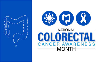 National Colorectal Cancer Awareness Month Observed every year of March, Medical Awareness Vector banner, flyer, poster and social medial template design. - obrazy, fototapety, plakaty