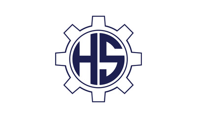 HS initial letter mechanical circle logo design vector template. industrial, engineering, servicing, word mark, letter mark, monogram, construction, business, company, corporate, commercial, geometric