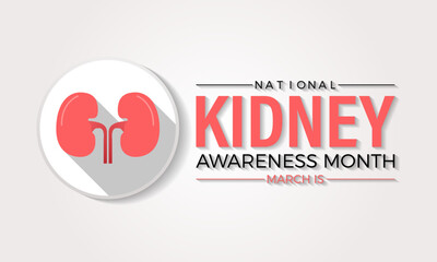 National Kidney Month Observed every year of March, Medical Awareness Vector banner, flyer, poster and social medial template design.