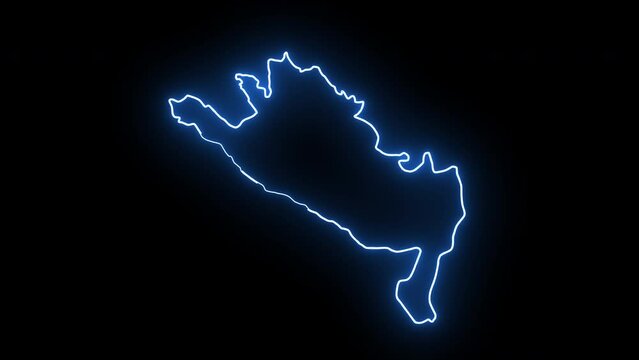 Animated map of Ninh Binh in Vietnam with glowing neon effect