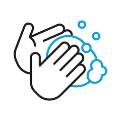 Hand washing icon. Line vector icon on white background. High quality design element. Editable linear style stroke. Vector icon