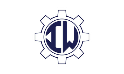 Obraz premium IW initial letter mechanical circle logo design vector template. industrial, engineering, servicing, word mark, letter mark, monogram, construction, business, company, corporate, commercial, geometric