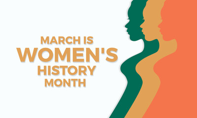 National Women's History Month celebrated every year of March, Women's right Vector banner, flyer, poster and social medial template design.