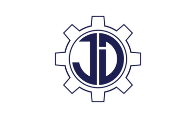 JD initial letter mechanical circle logo design vector template. industrial, engineering, servicing, word mark, letter mark, monogram, construction, business, company, corporate, commercial, geometric