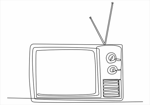 recommend clip art: continuous line drawing of retro tv vector illustration