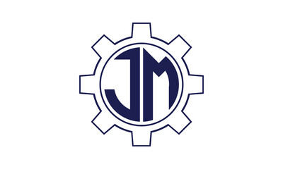 JM initial letter mechanical circle logo design vector template. industrial, engineering, servicing, word mark, letter mark, monogram, construction, business, company, corporate, commercial, geometric