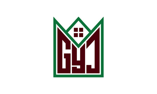 GYJ initial letter real estate builders logo design vector. construction ,housing, home marker, property, building, apartment, flat, compartment, business, corporate, house rent, rental, commercial