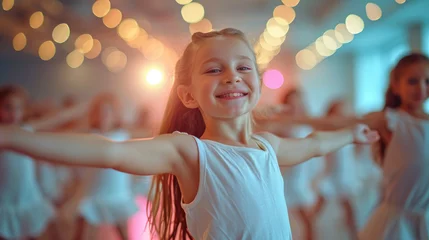Deurstickers Dansschool Children are engaged in dancing lessons.