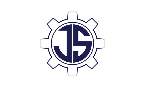 JS initial letter mechanical circle logo design vector template. industrial, engineering, servicing, word mark, letter mark, monogram, construction, business, company, corporate, commercial, geometric