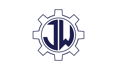 JW initial letter mechanical circle logo design vector template. industrial, engineering, servicing, word mark, letter mark, monogram, construction, business, company, corporate, commercial, geometric