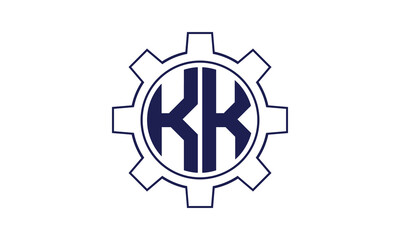 KK initial letter mechanical circle logo design vector template. industrial, engineering, servicing, word mark, letter mark, monogram, construction, business, company, corporate, commercial, geometric