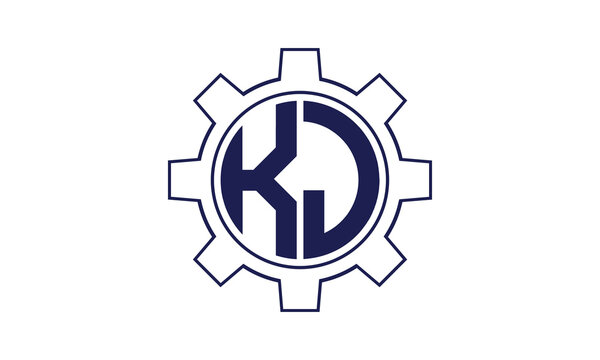 KJ initial letter mechanical circle logo design vector template. industrial, engineering, servicing, word mark, letter mark, monogram, construction, business, company, corporate, commercial, geometric