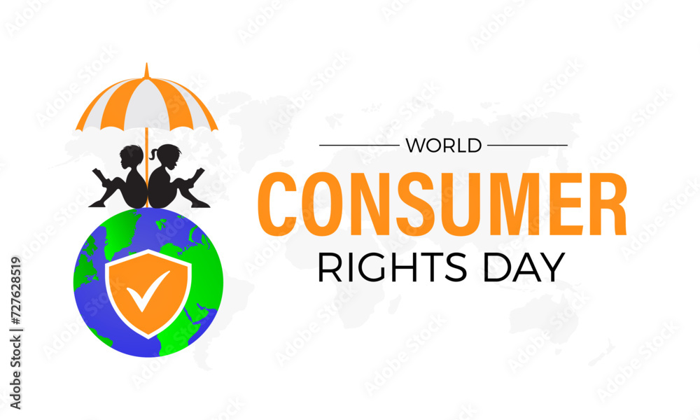 Wall mural world consumer rights day observed every year of march 15, business store vector banner, flyer, post