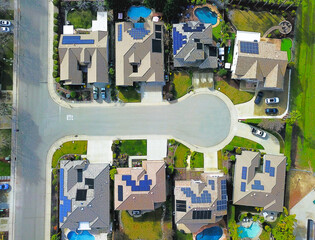 Top view of suburban homes