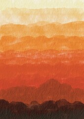 abstract brush stroke yellow, orange, red and brown shade layer background illustration for deoration on autumn , evening times and hot temperatures concept. - obrazy, fototapety, plakaty