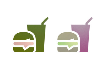 Food and drink icon symbol green and red with texture