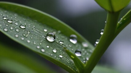 dew on leaf with water