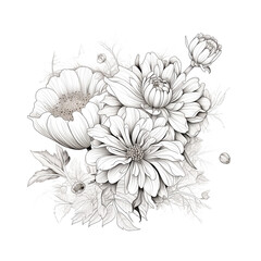 Captivate with black and white florals. Perfect for design projects