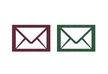Mail icon symbol green and red with texture