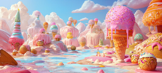 3D render of candy land