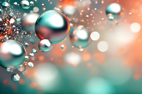 abstract background with bubbles - abstract blur bokeh banner silver bokeh spheres dominate interspersed with defocused patches 