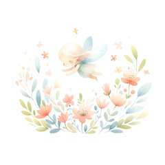 Fairy in flower garden