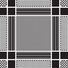 Elegant black and white Arabic keffiyeh scarf pattern design