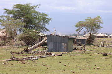abandoned buildings of a luxury lodge in Amboseli NP