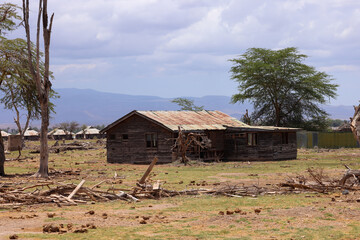 abandoned buildings of a luxury lodge in Amboseli NP