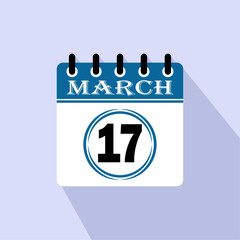 Icon calendar day - 17 March. 17th days of the month, vector illustration.