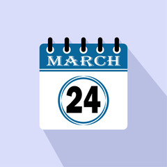 Icon calendar day - 24 March. 24th days of the month, vector illustration.
