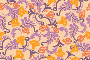 Seamless paisley embroidered floral motif pattern in vector, for design, fabric, wrapping, digital motif, background, wallpaper, print, clothing, etc.	