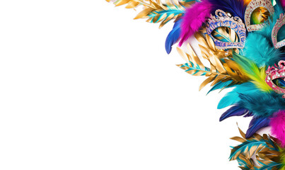 Fototapeta na wymiar Mardi Gras, Carnival Party Venetian Masks, Carnival Mardi Gras label with masquerade mask, feathers, sting of beads, confetti, Beads, Boobs. athers, sting of beads, confetti, Beads, Boobs.