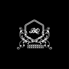 BQ Letter, letter BQ logo manual elegant minimalist signature logotype. BQ luxury crown monogram with the hexagon. Elegant emblem and graceful calligraphy.