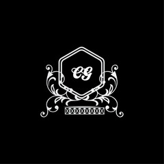 CG Letter, letter CG logo manual elegant minimalist signature logotype. CG luxury crown monogram with the hexagon. Elegant emblem and graceful calligraphy.