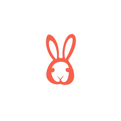 Rabbit logo with simple orange lines