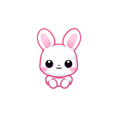 Kawaii bunny rabbit logo with transparent background
