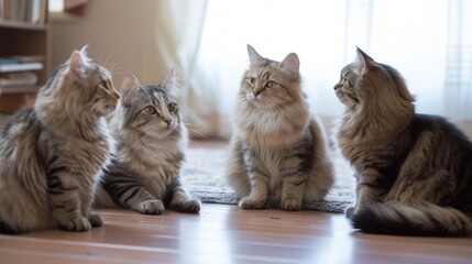 A group of cats gathered, AI generated Image