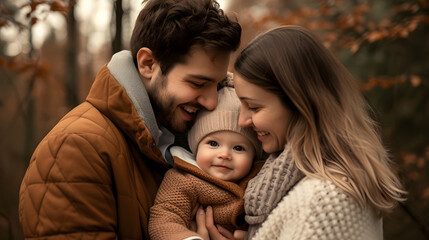 Obraz premium parent and child hugging together, family happiness, parents' love for children, parent and baby, the warmth of family