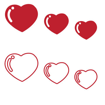 Set red shape heart icon, vector set heart shape, lovers on Valentines day