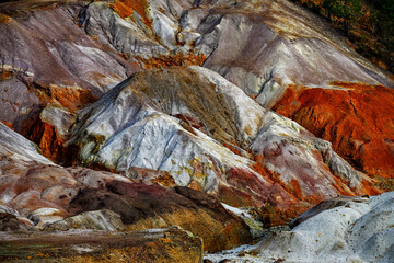 Multicolored Geological Formations in Rio Tinto, Huelva