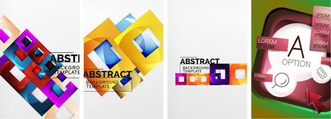 Set of square geometric poster backgrounds. Vector illustration For Wallpaper, Banner, Background, Card, Book Illustration, landing page