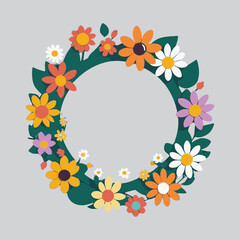 vector of beauty flower circle frame