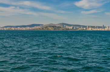 Istanbul Anatolian side scenic view from Buyukada ferry (Adalar, Turkey) 