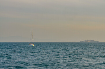 Fototapeta premium yacht and Katre island in Marmara sea near Istanbul