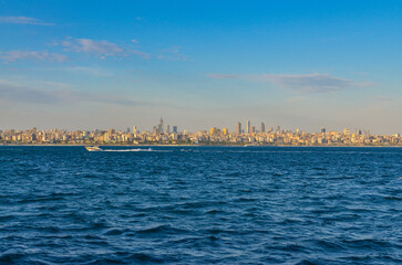 Fototapeta premium Istanbul Anatolian side scenic view from Adalar ferry boat