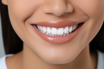 Obraz premium Flawless smile. young woman with perfectly healthy, whitened teeth - dental clinic patient