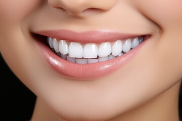 Beautiful smile. perfect teeth whitening by dental clinic for oral care and stomatology