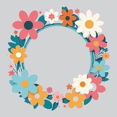 Fototapeta na wymiar vector of beauty flower circle frame